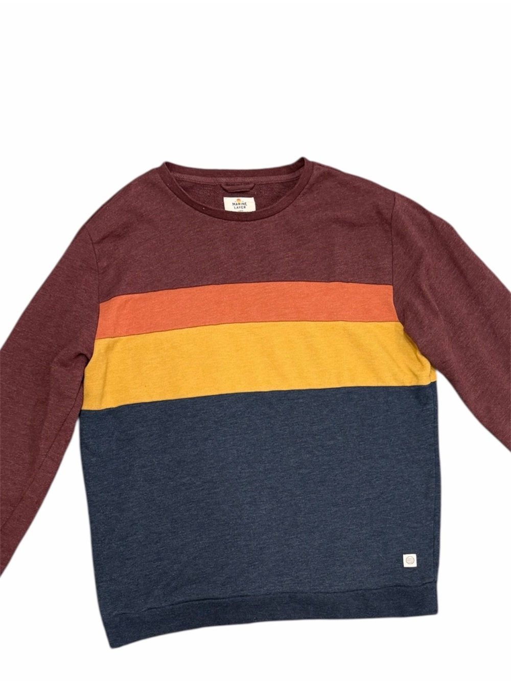 Marine Layer Color Block Crewneck Sweatshirt Sunset Stripe Retro Pullover Large - Picture 7 of 7